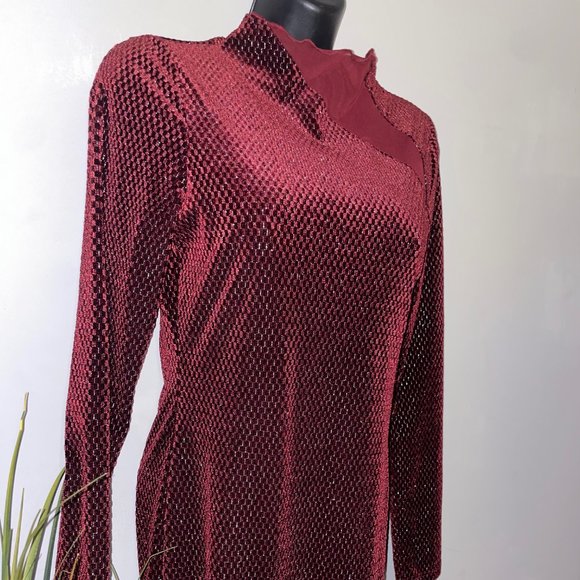 Burgundy Long Sleeve Velvet Jumpsuit - Picture 2 of 7